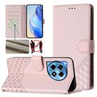 For OnePlus 12 5G Global Honeycomb Embossing RFID Leather Phone Case(Pink) - 1