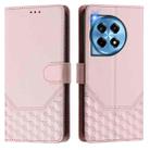 For OnePlus 12R 5G Global Honeycomb Embossing RFID Leather Phone Case(Pink) - 2