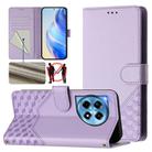 For OnePlus 12R 5G Global Honeycomb Embossing RFID Leather Phone Case(Light Purple) - 1