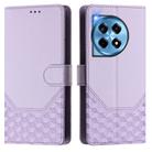 For OnePlus 12R 5G Global Honeycomb Embossing RFID Leather Phone Case(Light Purple) - 2