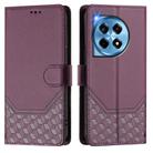 For OnePlus 12R 5G Global Honeycomb Embossing RFID Leather Phone Case(Violet) - 2