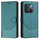 For OnePlus Ace Pro 5G / 10T 5G Honeycomb Embossing RFID Leather Phone Case(Peacock Green) - 2