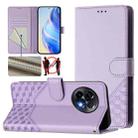 For OnePlus 11R 5G Global Honeycomb Embossing RFID Leather Phone Case(Light Purple) - 1