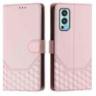 For OnePlus Nord 2 Honeycomb Embossing RFID Leather Phone Case(Pink) - 2