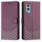 For OnePlus Nord 2 Honeycomb Embossing RFID Leather Phone Case(Violet) - 2