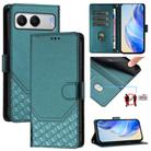 For OnePlus Nord 4 5G Honeycomb Embossing RFID Leather Phone Case(Peacock Green) - 1