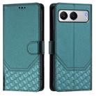 For OnePlus Nord 4 5G Honeycomb Embossing RFID Leather Phone Case(Peacock Green) - 2