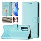 For OnePlus Nord CE 5G Honeycomb Embossing RFID Leather Phone Case(Mint Green) - 1