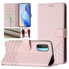 For OnePlus Nord CE 5G Honeycomb Embossing RFID Leather Phone Case(Pink) - 1