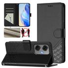 For OnePlus Nord CE3 5G India Honeycomb Embossing RFID Leather Phone Case(Black) - 1