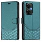 For OnePlus Nord CE 3 Lite / Nord N30 Honeycomb Embossing RFID Leather Phone Case(Peacock Green) - 2