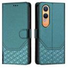 For OnePlus Nord CE4 Lite Honeycomb Embossing RFID Leather Phone Case(Peacock Green) - 2