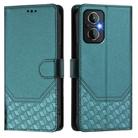 For OnePlus Nord N20 5G Honeycomb Embossing RFID Leather Phone Case(Peacock Green) - 2