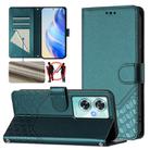 For OnePlus Nord N30 SE 5G Honeycomb Embossing RFID Leather Phone Case(Peacock Green) - 1