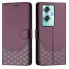 For OnePlus Nord N30 SE 5G Honeycomb Embossing RFID Leather Phone Case(Violet) - 2