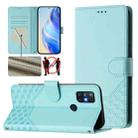 For OnePlus Nord N10 5G Honeycomb Embossing RFID Leather Phone Case(Mint Green) - 1