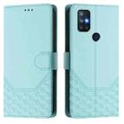 For OnePlus Nord N10 5G Honeycomb Embossing RFID Leather Phone Case(Mint Green) - 2