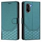 For OnePlus Ace 5 Racing Honeycomb Embossing RFID Leather Phone Case(Peacock Green) - 2