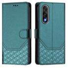For OnePlus Ace 5 Ultra Honeycomb Embossing RFID Leather Phone Case(Peacock Green) - 2