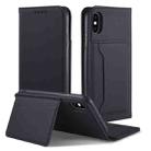 For iPhone X / XS Strong Magnetism Shockproof Horizontal Flip Liquid Feel Leather Case with Holder & Card Slots & Wallet(Black) - 1