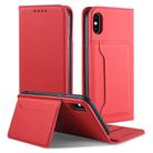 For iPhone X / XS Strong Magnetism Shockproof Horizontal Flip Liquid Feel Leather Case with Holder & Card Slots & Wallet(Red) - 1