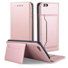 For iPhone 6 Plus / 6s Plus Strong Magnetism Shockproof Horizontal Flip Liquid Feel Leather Case with Holder & Card Slots & Wallet(Rose Gold) - 1