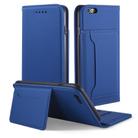 For iPhone 6 Plus / 6s Plus Strong Magnetism Shockproof Horizontal Flip Liquid Feel Leather Case with Holder & Card Slots & Wallet(Blue) - 1