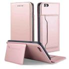 For iPhone 6 / 6s Strong Magnetism Shockproof Horizontal Flip Liquid Feel Leather Case with Holder & Card Slots & Wallet(Rose Gold) - 1