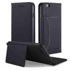 For iPhone 6 / 6s Strong Magnetism Shockproof Horizontal Flip Liquid Feel Leather Case with Holder & Card Slots & Wallet(Black) - 1