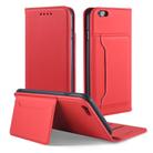 For iPhone 6 / 6s Strong Magnetism Shockproof Horizontal Flip Liquid Feel Leather Case with Holder & Card Slots & Wallet(Red) - 1