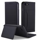 For iPhone SE 2022 / SE 2020 / 8 / 7 Strong Magnetism Shockproof Horizontal Flip Liquid Feel Leather Case with Holder & Card Slots & Wallet(Black) - 1