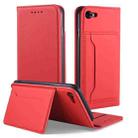 For iPhone SE 2022 / SE 2020 / 8 / 7 Strong Magnetism Shockproof Horizontal Flip Liquid Feel Leather Case with Holder & Card Slots & Wallet(Red) - 1