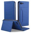 For iPhone SE 2022 / SE 2020 / 8 / 7 Strong Magnetism Shockproof Horizontal Flip Liquid Feel Leather Case with Holder & Card Slots & Wallet(Blue) - 1