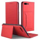 For iPhone 8 Plus / 7 Plus Strong Magnetism Shockproof Horizontal Flip Liquid Feel Leather Case with Holder & Card Slots & Wallet(Red) - 1