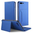 For iPhone 8 Plus / 7 Plus Strong Magnetism Shockproof Horizontal Flip Liquid Feel Leather Case with Holder & Card Slots & Wallet(Blue) - 1