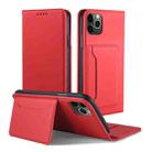 For iPhone 11 Pro Max Strong Magnetism Shockproof Horizontal Flip Liquid Feel Leather Case with Holder & Card Slots & Wallet(Red) - 1