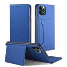 For iPhone 11 Pro Max Strong Magnetism Shockproof Horizontal Flip Liquid Feel Leather Case with Holder & Card Slots & Wallet(Blue) - 1
