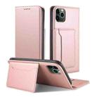 For iPhone 11 Pro Strong Magnetism Shockproof Horizontal Flip Liquid Feel Leather Case with Holder & Card Slots & Wallet(Rose Gold) - 1