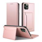 For iPhone 11 Strong Magnetism Shockproof Horizontal Flip Liquid Feel Leather Case with Holder & Card Slots & Wallet(Rose Gold) - 1