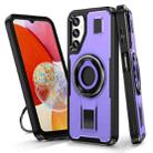 For Samsung Galaxy A14 4G / 5G Ring Holder Carbon Fiber PC Hybrid TPU Phone Case(Purple) - 1