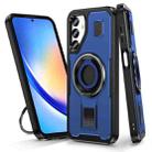 For Samsung Galaxy A24 5G Ring Holder Carbon Fiber PC Hybrid TPU Phone Case(Blue) - 1