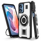 For Motorola Moto G Play 4G 2024 Ring Holder Carbon Fiber PC Hybrid TPU Phone Case(White) - 1