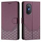 For Huawei nova 9 SE / Honor 50 SE Honeycomb Embossing RFID Leather Phone Case(Violet) - 2