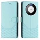 For Huawei Mate 60 Honeycomb Embossing RFID Leather Phone Case(Mint Green) - 2