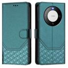 For Huawei Mate 60 Honeycomb Embossing RFID Leather Phone Case(Peacock Green) - 2