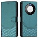 For Huawei Mate 60 Pro / Mate 60 Pro+ Honeycomb Embossing RFID Leather Phone Case(Peacock Green) - 2