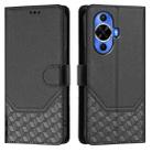 For Huawei nova 12S 4G Honeycomb Embossing RFID Leather Phone Case(Black) - 2