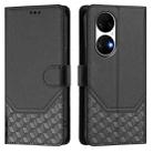 For Huawei P50 Honeycomb Embossing RFID Leather Phone Case(Black) - 2