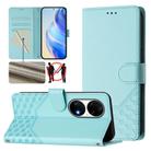 For Huawei P50 Pro Honeycomb Embossing RFID Leather Phone Case(Mint Green) - 1