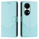 For Huawei P50 Pro Honeycomb Embossing RFID Leather Phone Case(Mint Green) - 2